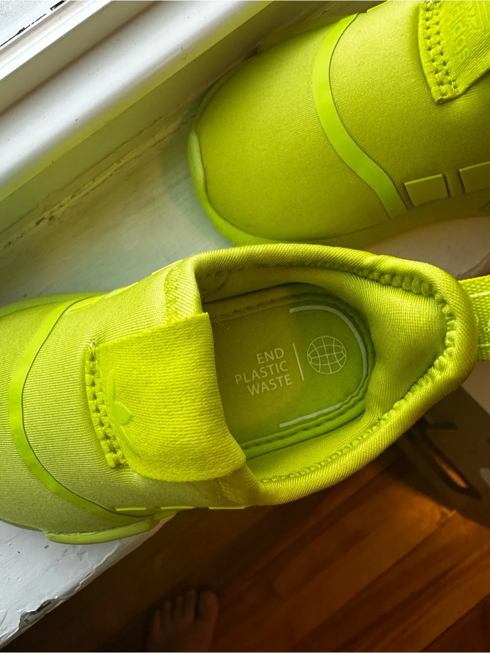 adidas Kids Slip-On Sneakers in Neon Lime